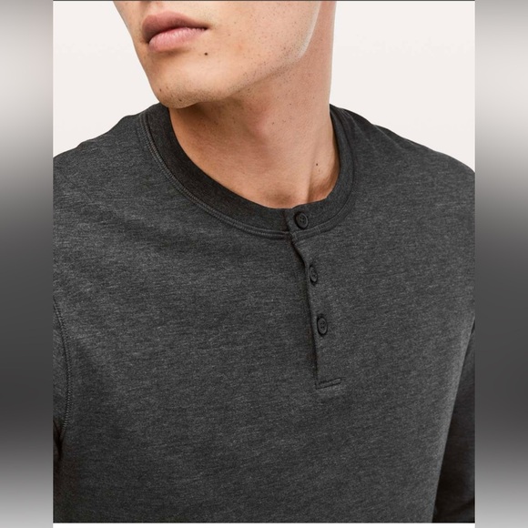 Lululemon- 5 Year Basic Long Sleeve Henley- Heathered Black- Medium- Like new!!! - Picture 5 of 11